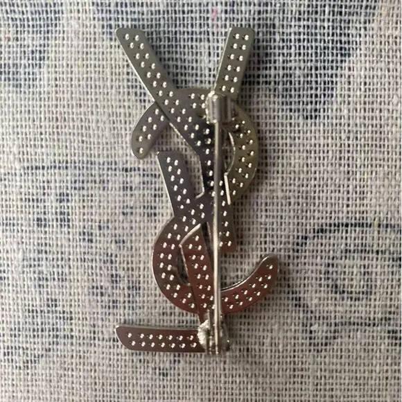 Ysl Silver Crystal Brooch - Picture 4 of 4